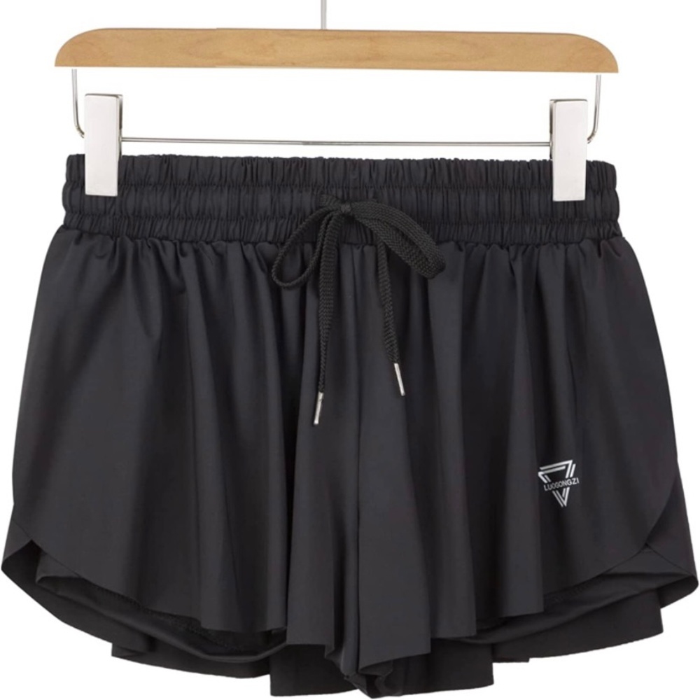 Luogongzi WittyRose Women’s 2-1 Medium Black Flowy Athletic Shorts BRAND NEW